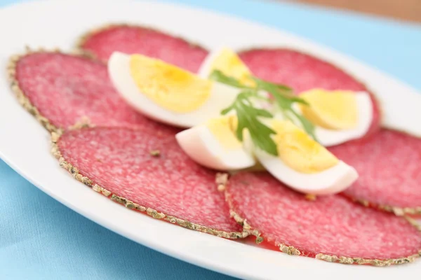 Pepper salami and eggs — Stock Photo, Image
