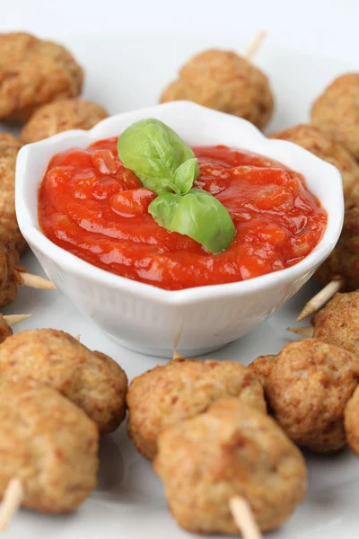 Tomato dip with kebab — Stock Photo, Image