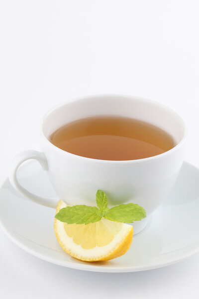 Freshly made healthy mint tea with lemon