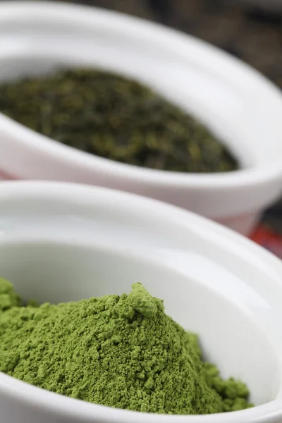 Колекція чаю - порошок зеленого чаю Matcha — стокове фото