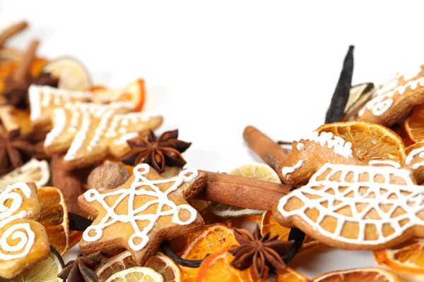Piernika cookie i przyprawa rama Boże Narodzenie — Zdjęcie stockowe