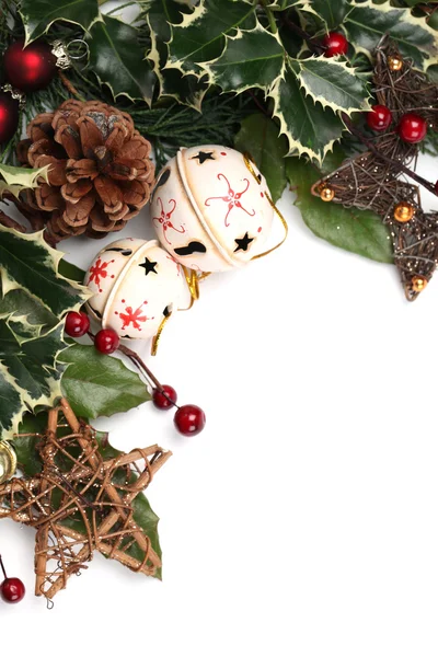 Jingle bell ve yıldız Noel çerçevesi — Stok fotoğraf