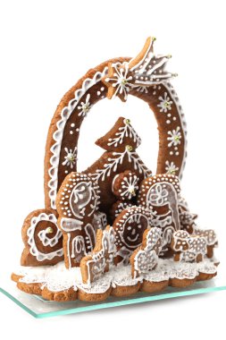 Christmas gingerbread nativity isolated clipart