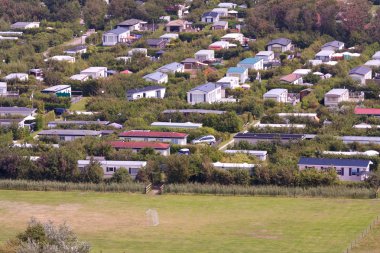 Aerial view of a bungalow park at Ameland, the Netherlands clipart