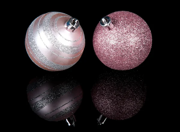 Two Christmas balls isolated on black — Stock Photo, Image