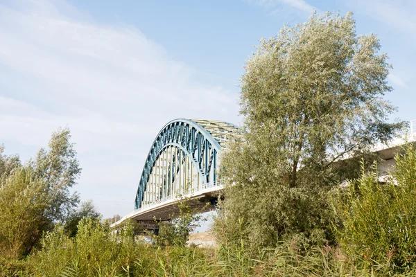 Ponte de ferro velha que cruza o rio IJssel, Países Baixos — Fotografia de Stock