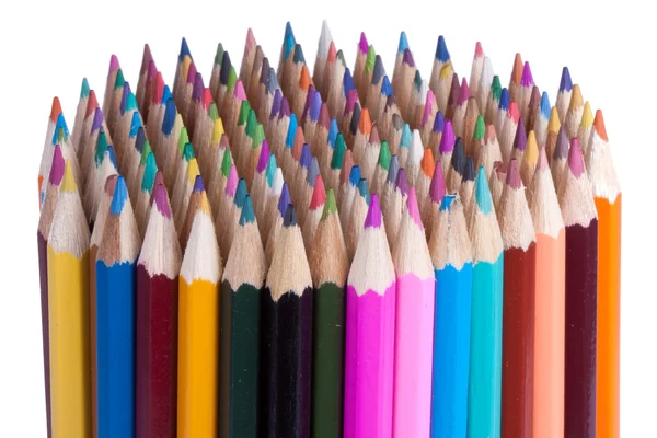 144 彩色铅笔在白色隔离 — 图库照片