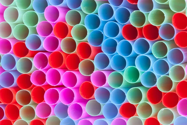 Closeup of group colorful straws — Stock Photo, Image
