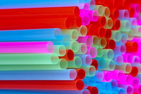 Closeup of group colorful straws — Stock Photo, Image