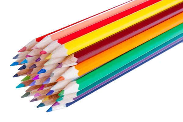 36 colored pencils isolated on white — Stock Photo, Image