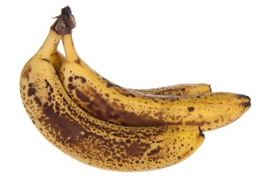 Over-ripe bananas isolated on white clipart