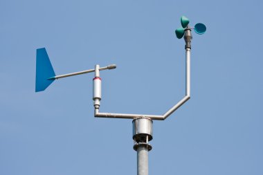 Anemometer measuring wind speed and direction clipart