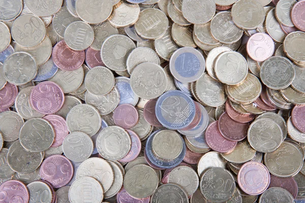 Pilha de muitas moedas europeias — Fotografia de Stock