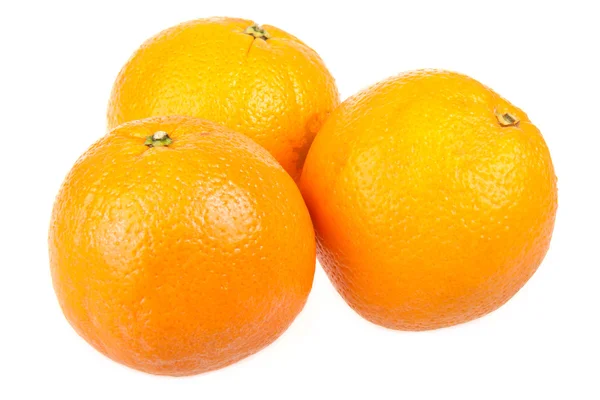 Three fresh oranges isolated on white — Stock Photo, Image
