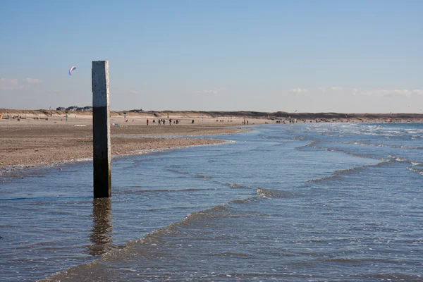 Nederlandse zandige kust met Bolder — Stockfoto