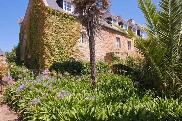 ブルターニュ、フランスの庭とコテージ — ストック写真