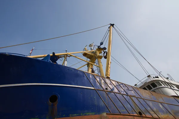 Big fishing cutter at a shipyard for maintenance — Stock Photo, Image