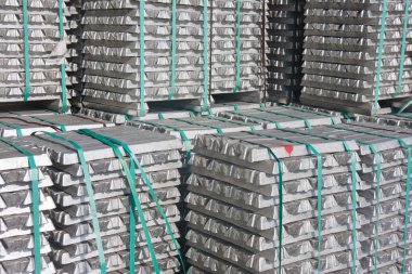 Aluminium bricks waiting for transport to the factory clipart