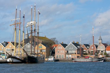 Seafront of Urk, an old Dutch fishing village. clipart