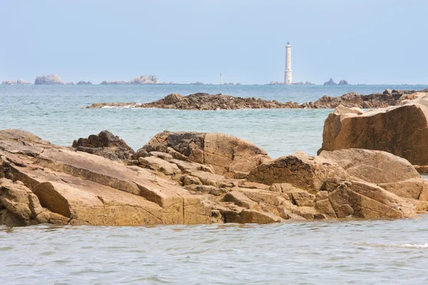 Coast of Brittany with lighthouse in France — Stock Photo, Image