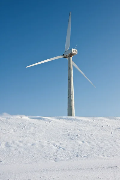 在雪域景观的荷兰风车 — 图库照片