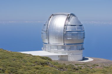 Telescope at highest peak of La Palma, Spain clipart