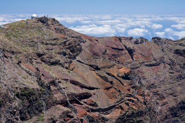 Highest peak with telescope of crater Caldera de Taburiente at L clipart