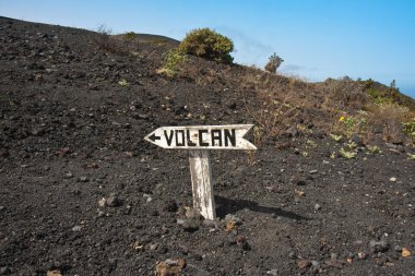 Signpost to volcano at La Palma clipart