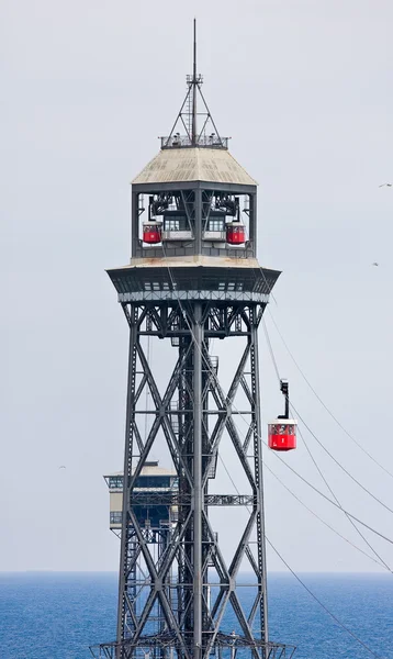 Téléphérique au-dessus du port de Barcelone, Espagne — Photo