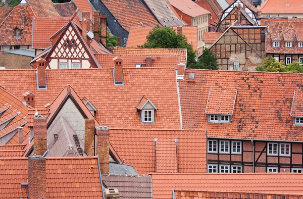 Cityscape of medieval city Quedlinburg in Germany — Stock Photo, Image