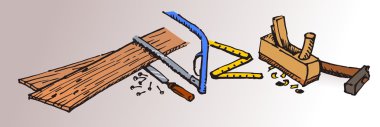 Carpenter tools and wood clipart