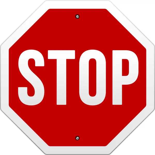 Segno di stop vettore su bianco — Vettoriale Stock