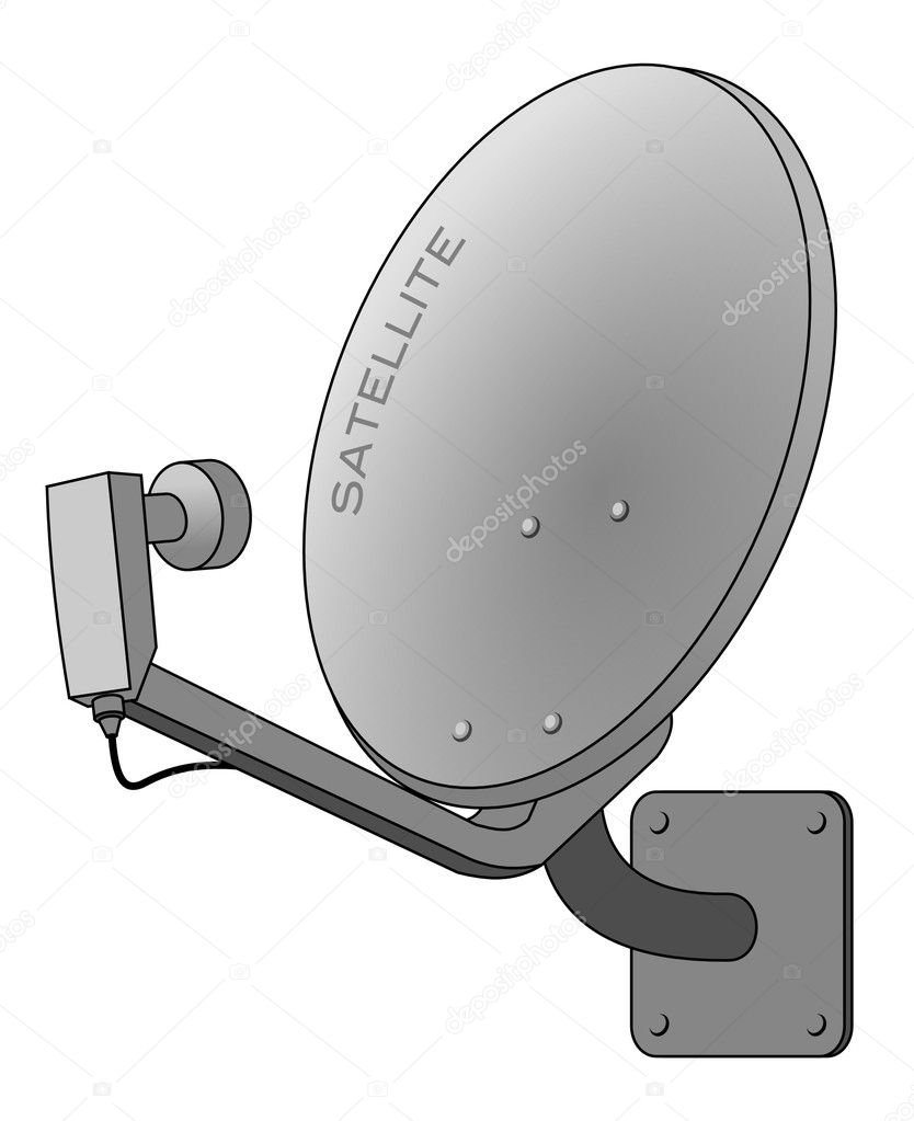Satellite dish illustration isolated on white