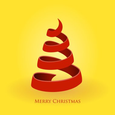 Red Christmas Tree on Gold Background clipart