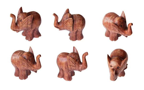 Träfigurer av elefanten Stockbild