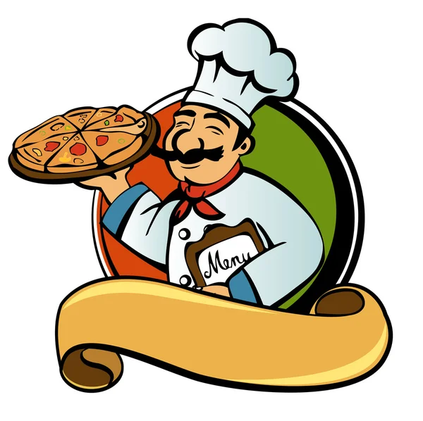 Cuisiner avec pizza — Image vectorielle