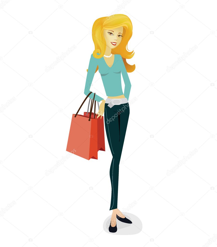 Cute woman with shopping bag