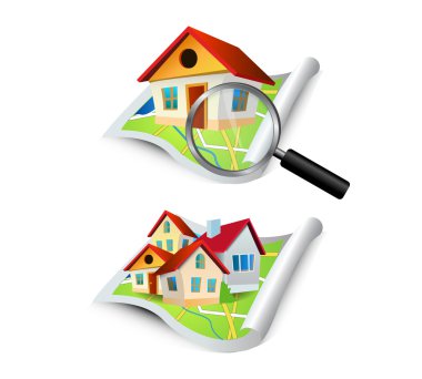 Searching on the map clipart