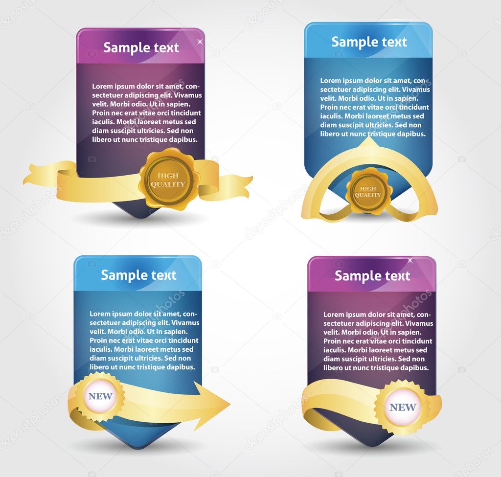 Web banner with gold ribbons
