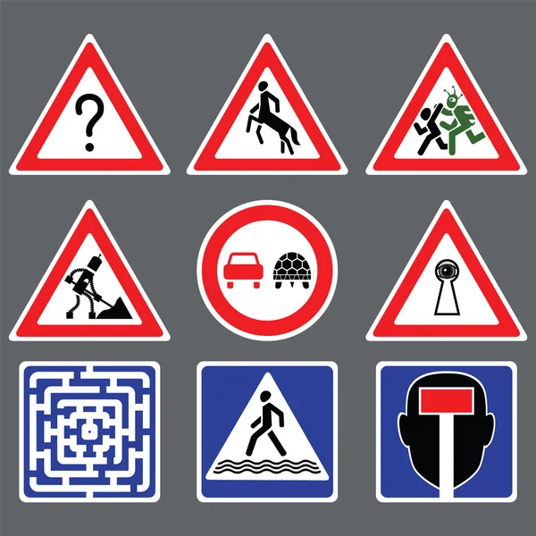 Funny road signs — Stock Vector