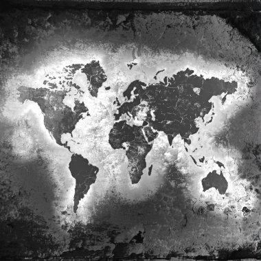 The world map, black-and-white tones clipart