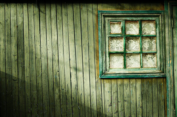 Wooden wall of green color