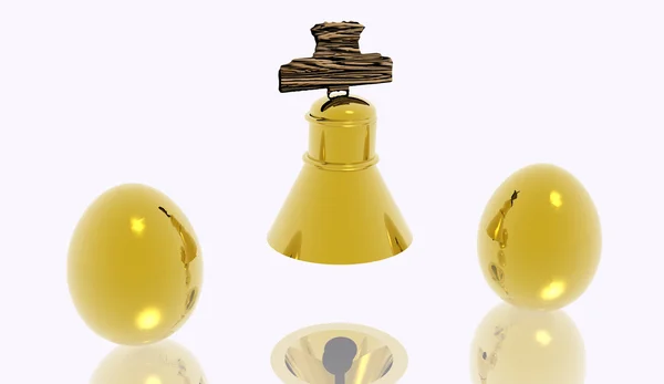 Gyllene ägg och bell — Stockfoto