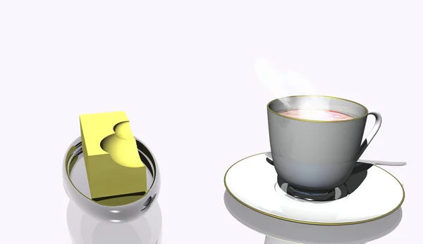 Taza de café y mantequilla —  Fotos de Stock