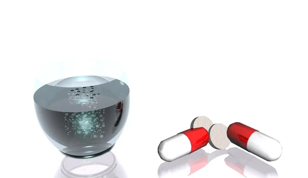Tabletten und Wasser Illustration — Stockfoto