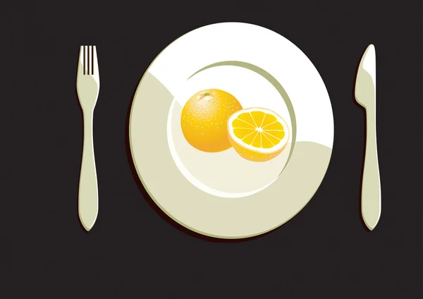 Dinner plate with orange — Stock Photo, Image