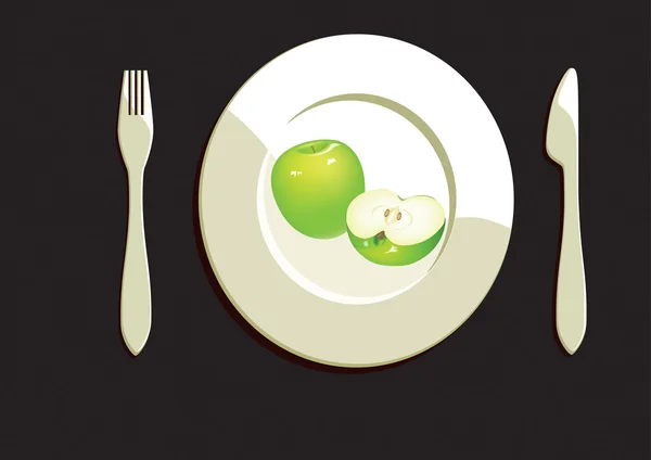 Dinner plate with apple — Stok fotoğraf