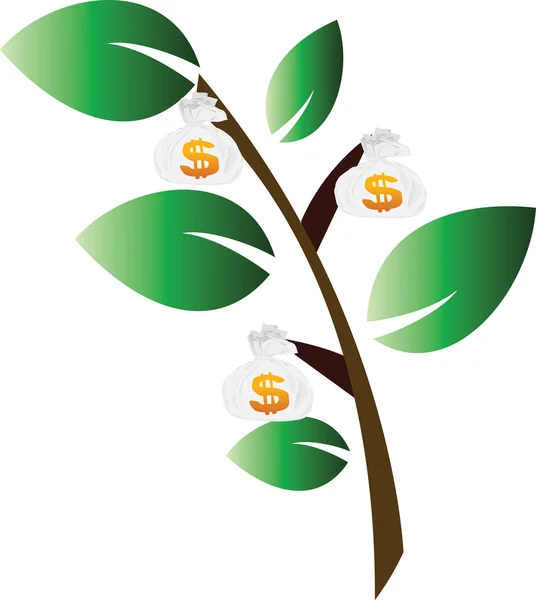 Árvore com sacos de dinheiro — Fotografia de Stock