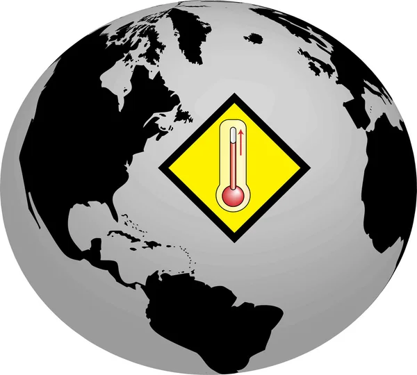 Terra com termómetro quente representando o aquecimento global — Fotografia de Stock
