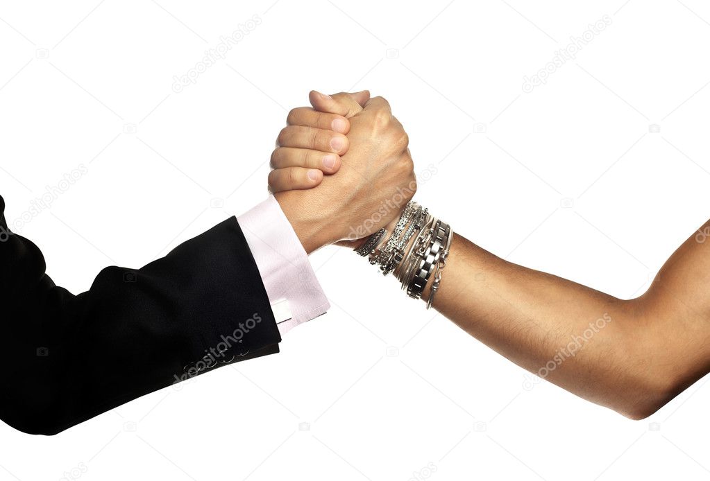 Casual hearty handshake